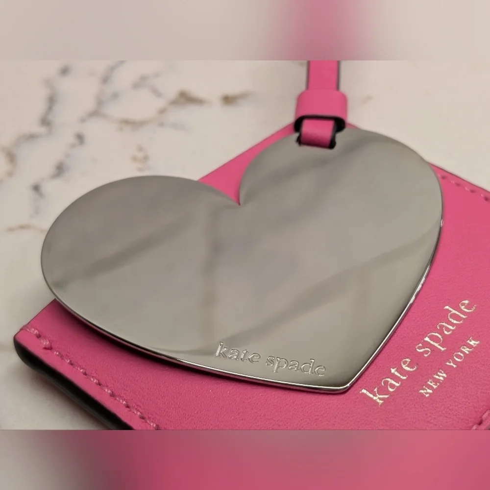 Kate Spade Leather Pouch with Mirror Heart - EUC - Pink - Picture 6 of 11